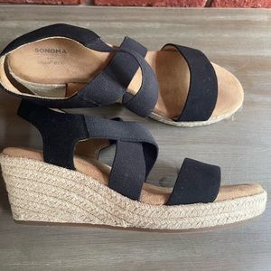 🌞Black Strappy Wedge Sandal